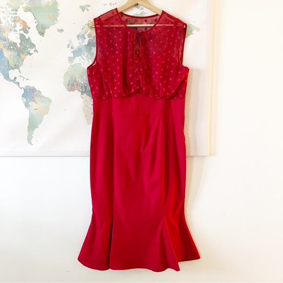 torrid Dresses & Skirts - Torrid Retro Chic Dress Size 14 Red Wiggle Mesh Dot Pin-Up Rockabilly NWT $69